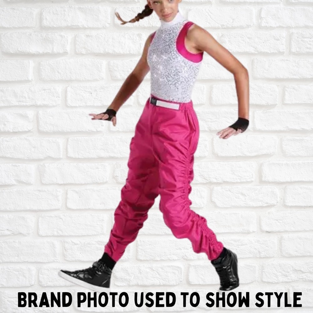 Weissman Showtime Dance Costume Pink Sequin Leotard & Jogger Set Size SA Girls
